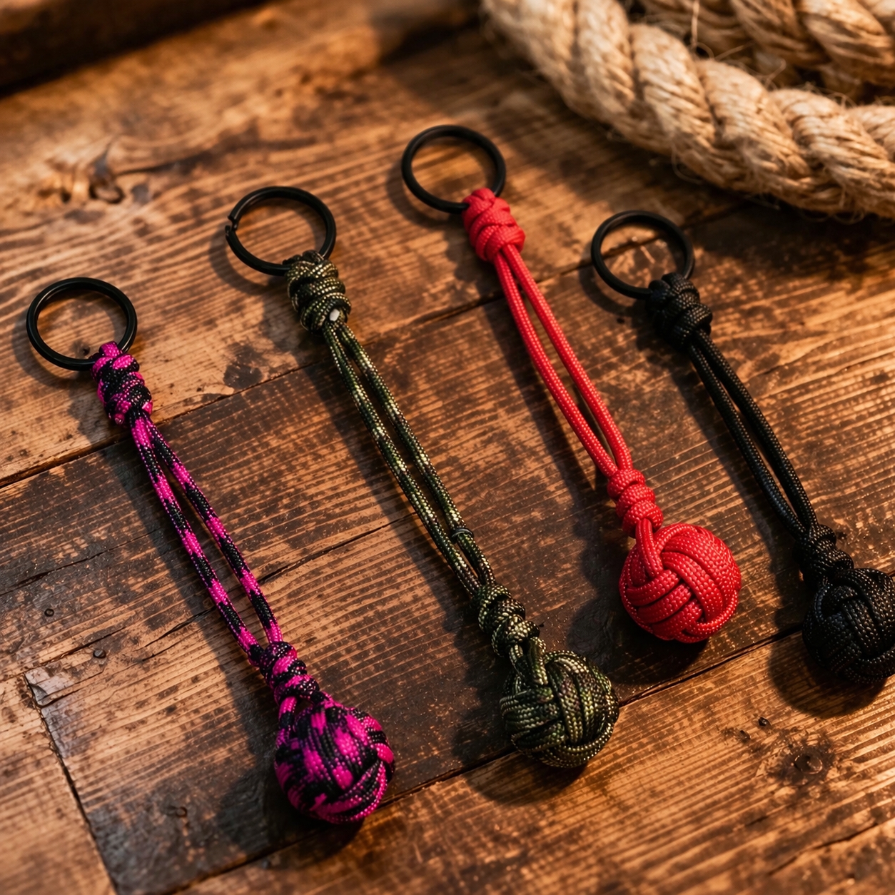 Outdoor Camping Essential Gear - Handmade Paracord Keychain - Tactical Survival