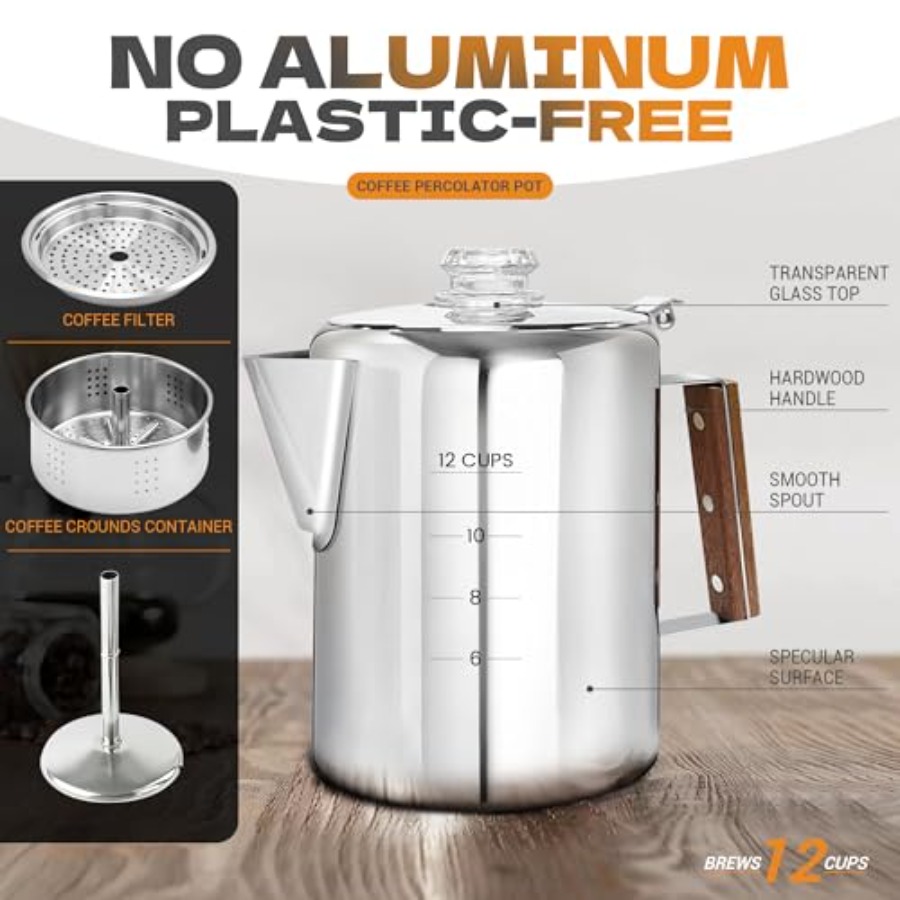 Percolator Coffee Pot Stainles - Camp Percolator Coffee recensione e prezzo
