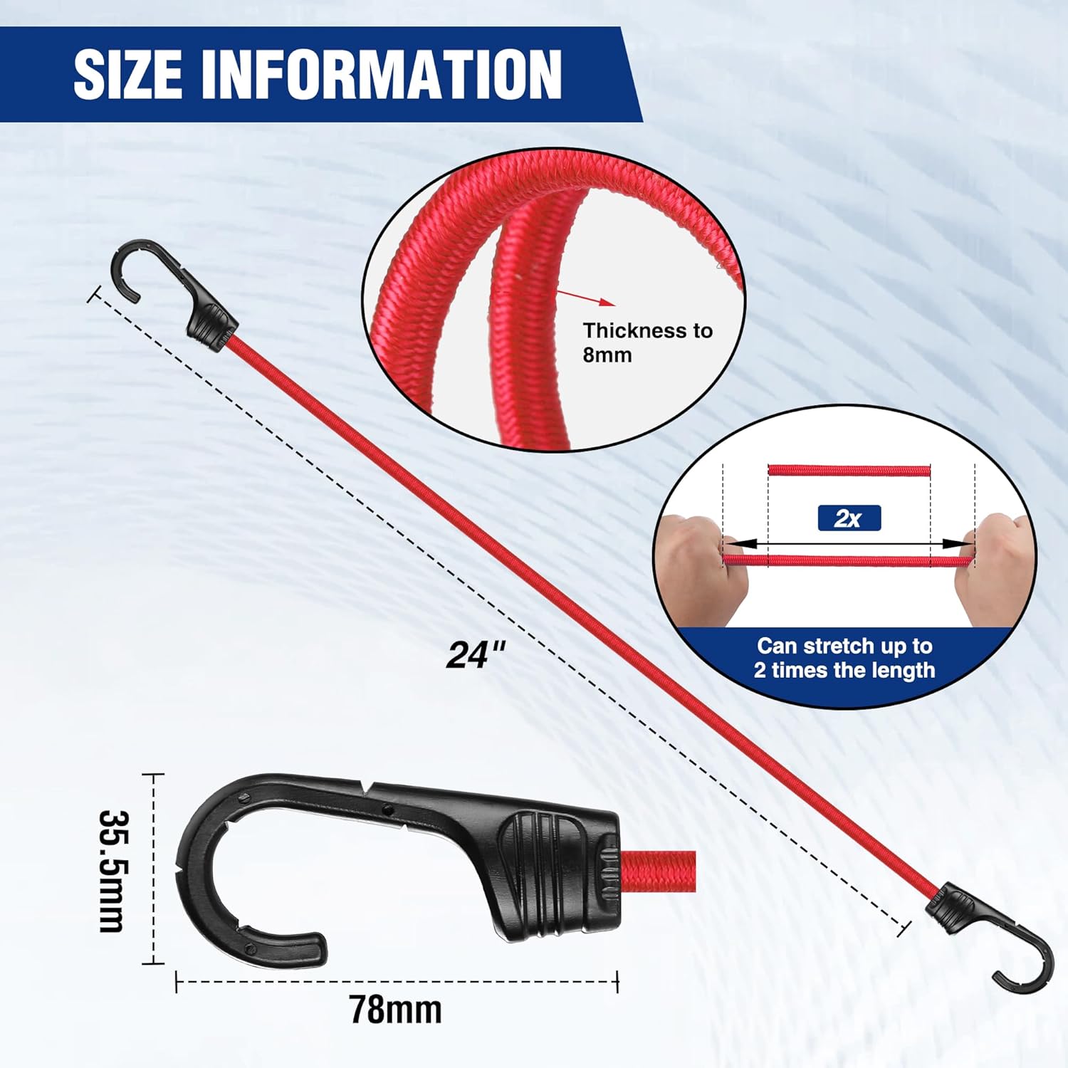 24 Inch Bungee Cords with Hook - Camping Rope recensione e prezzo