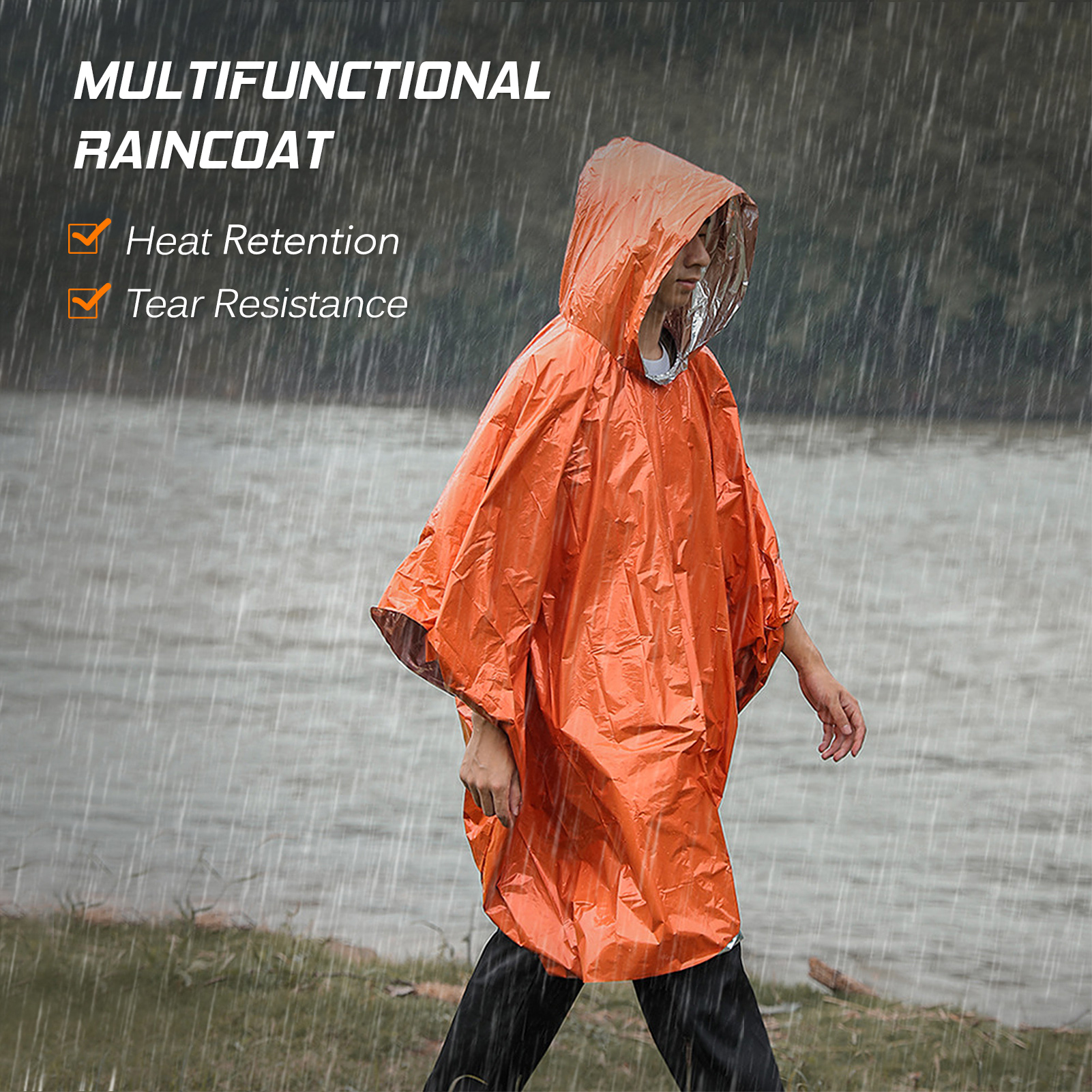 Emergency Rain Poncho Thermal  - Outdoor Camping Essential Gear recensione e prezzo
