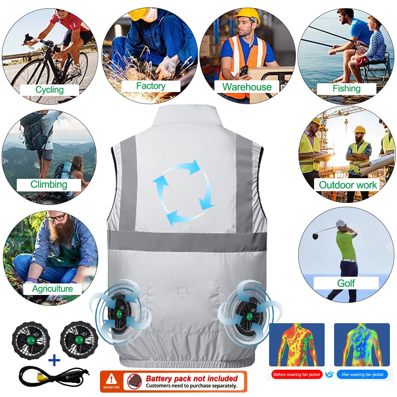 12V/5V USB Sleeveless Breathab - Outdoor Camping Air Conditioner recensione e prezzo