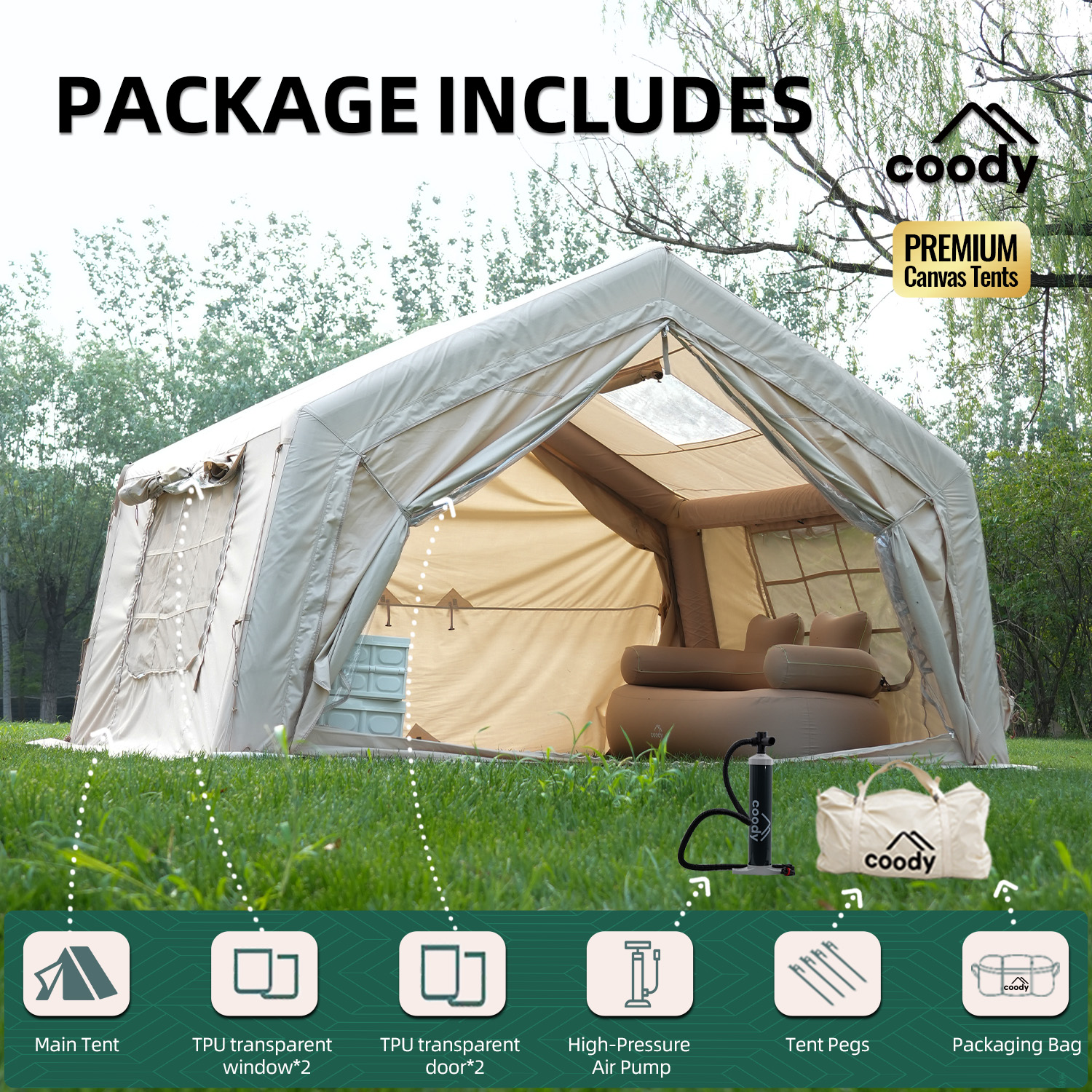 9.0 Air Tent-Beige Factory Dir - Camping Zelt Outdoor recensione e prezzo