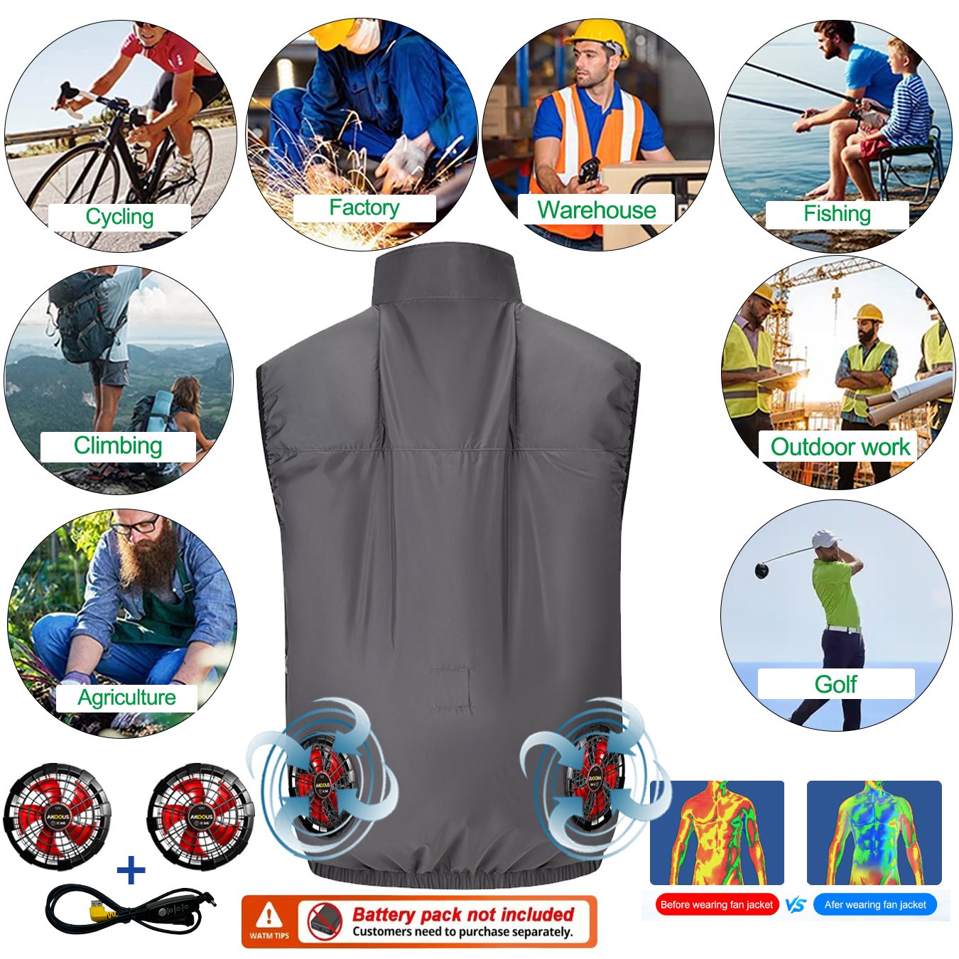 12V/5V USB Men Cooling Fan Ves - Outdoor Camping Air Conditioner recensione e prezzo