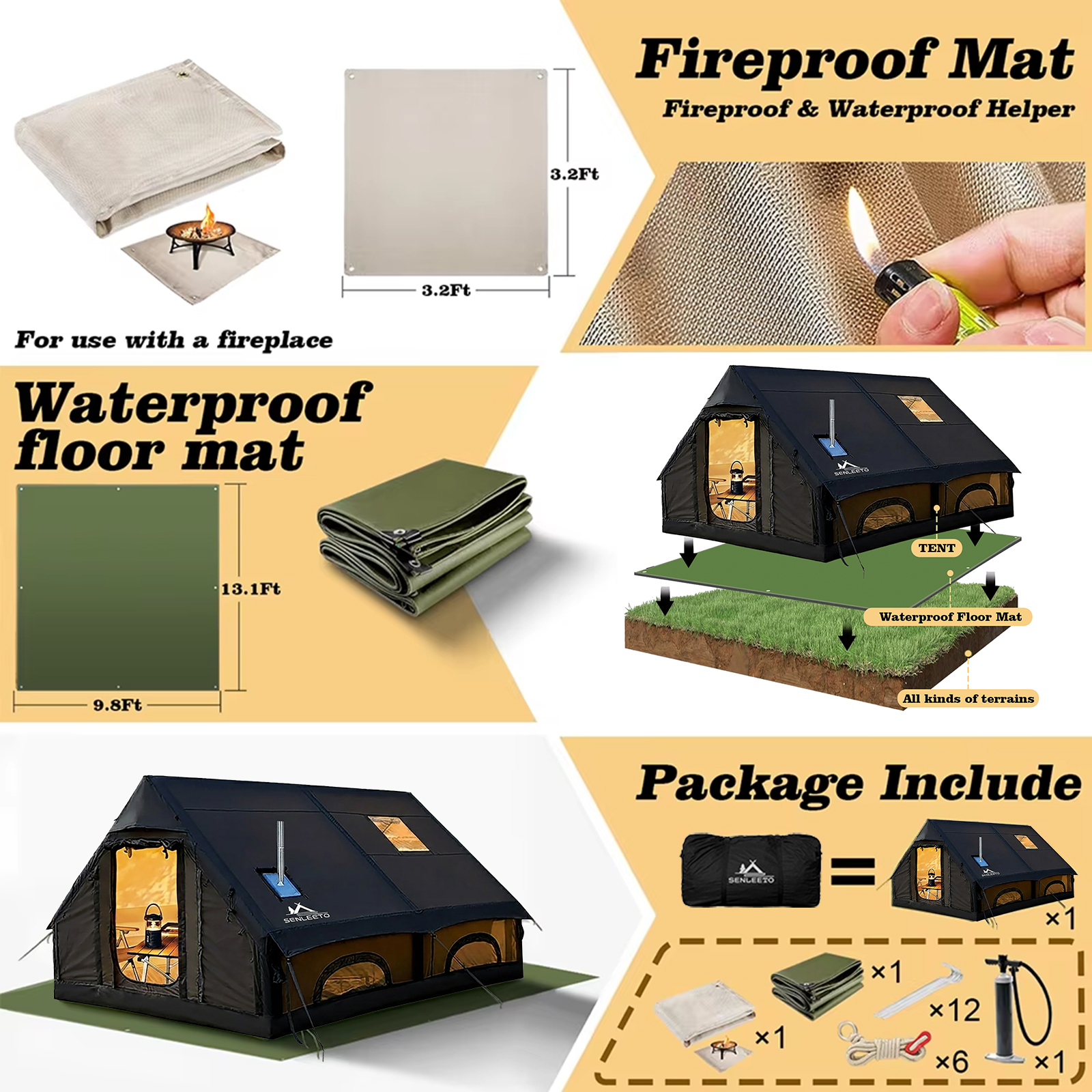 SENLEETO 129FT² Black Inflatab - Outdoor Camping Mats Large recensione e prezzo
