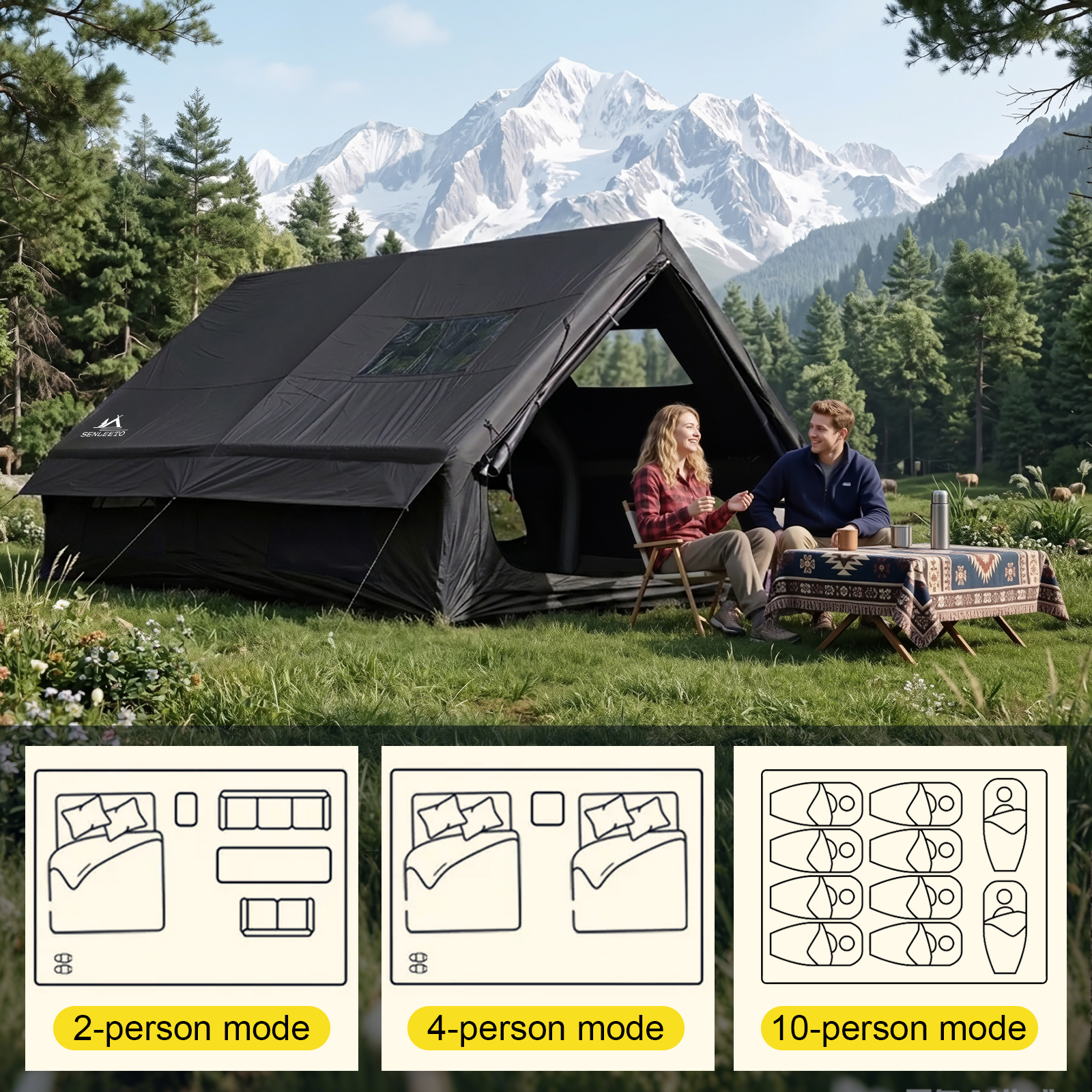 SENLEETO 129FT² Black Inflatab - Outdoor Camping Mats Large recensione e prezzo