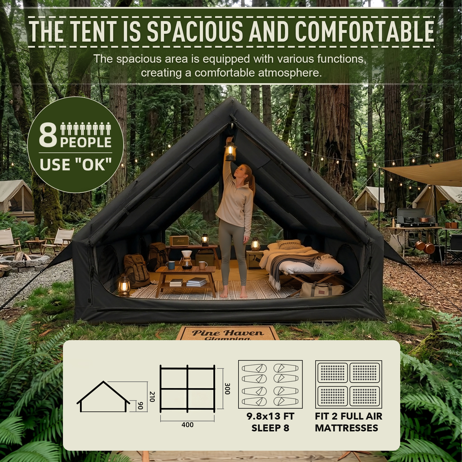 SENLEETO 129FT² Black Inflatab - Outdoor Camping Mats Large recensione e prezzo