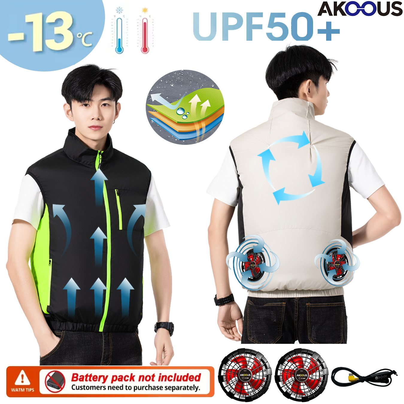 12V 5V USB Cooling Fan Vest Me - Outdoor Camping Air Conditioner recensione e prezzo