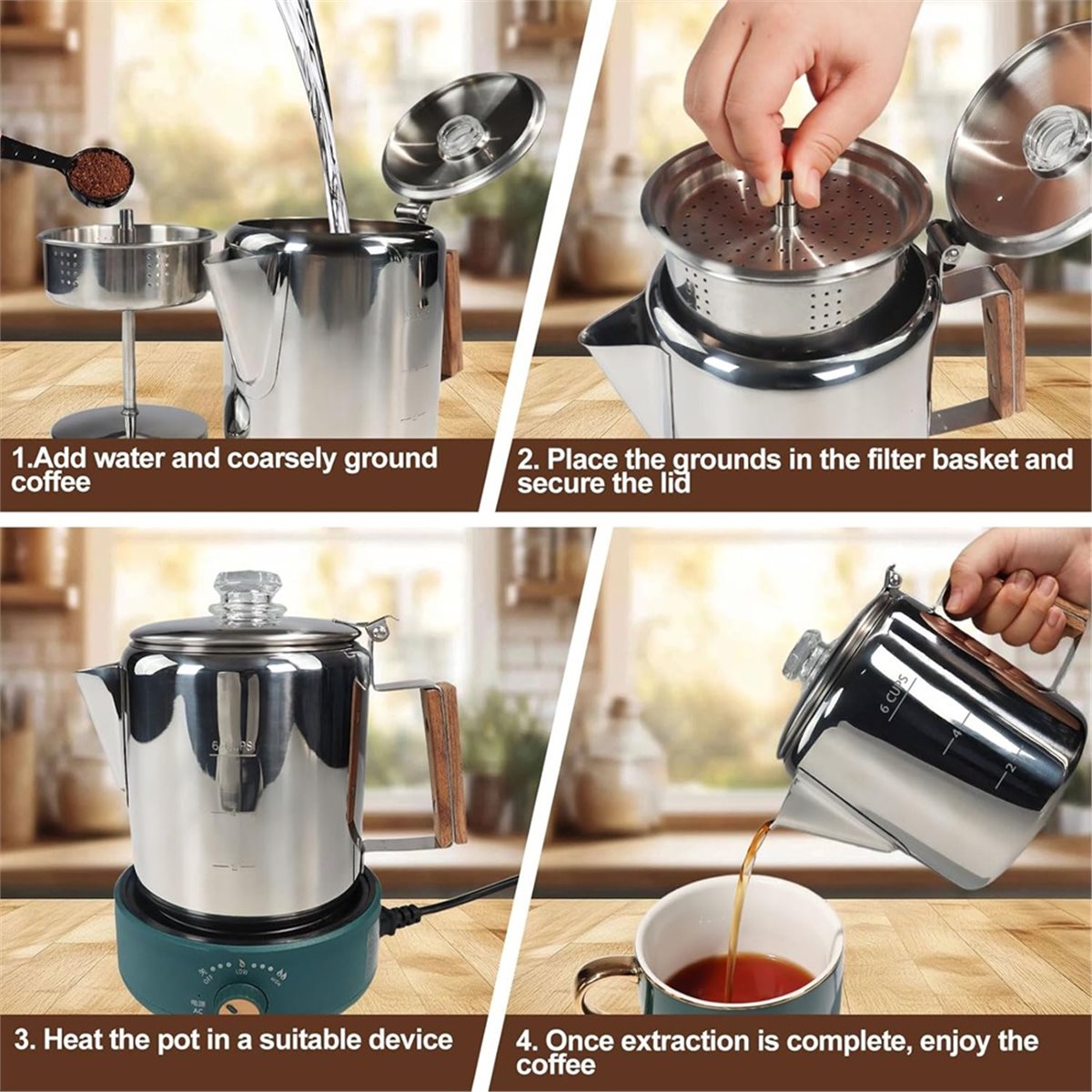 6 Cup Percolator 304 Stainless - Camp Percolator Coffee recensione e prezzo